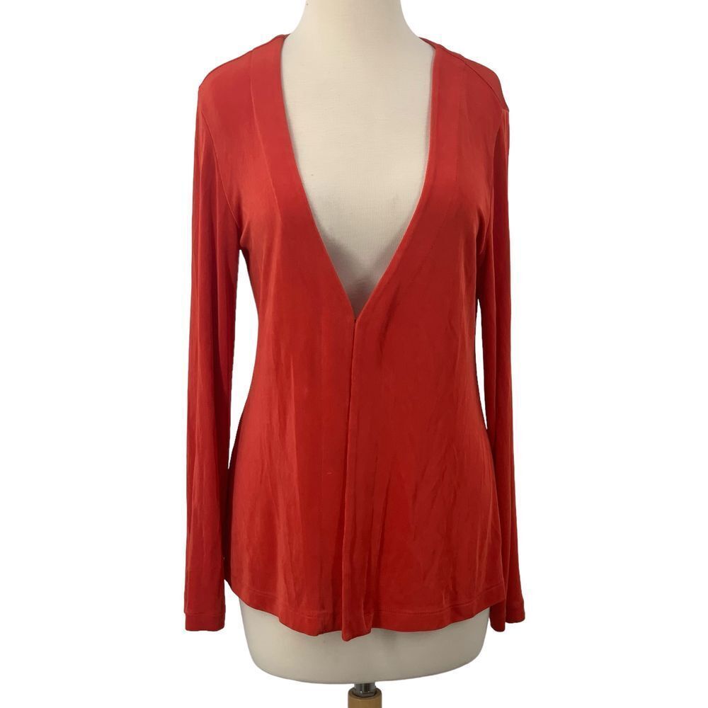 Chico's Travelers Womens 3/4 Sleeve Open Front Cardigan Slinky Red Size 1 Medium